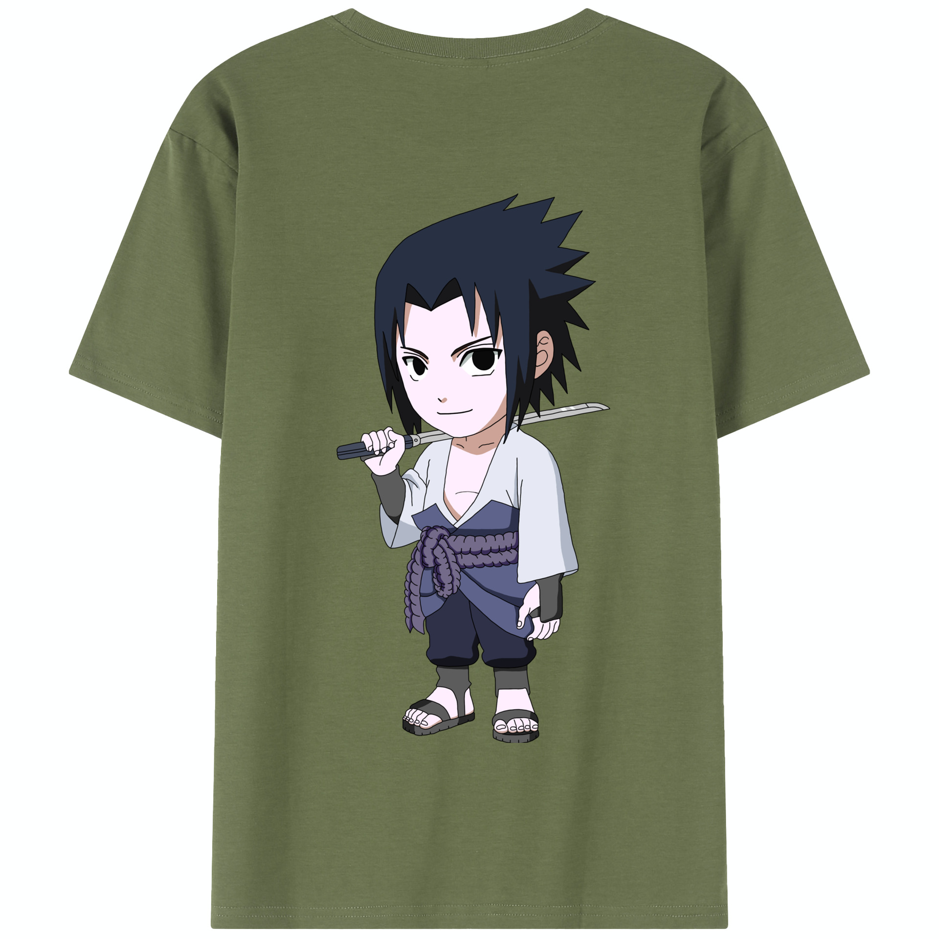（画像用） NARUTO -ナルト- うちは サスケ Uchiha Sasuke 綿100％半袖Tシャツ（背面プリント）